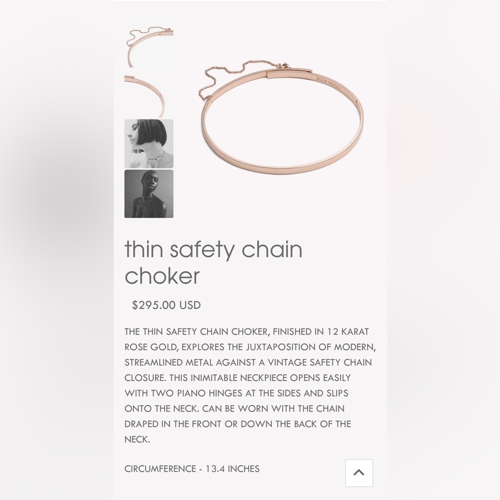 Eddie Borgo Rose Gold Thin Safety Choker - Picture 7 of 9